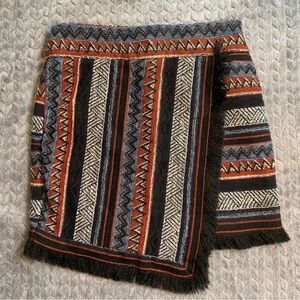 Chelsea & Violet Navy, Black & Rust Woven Wrap Skirt